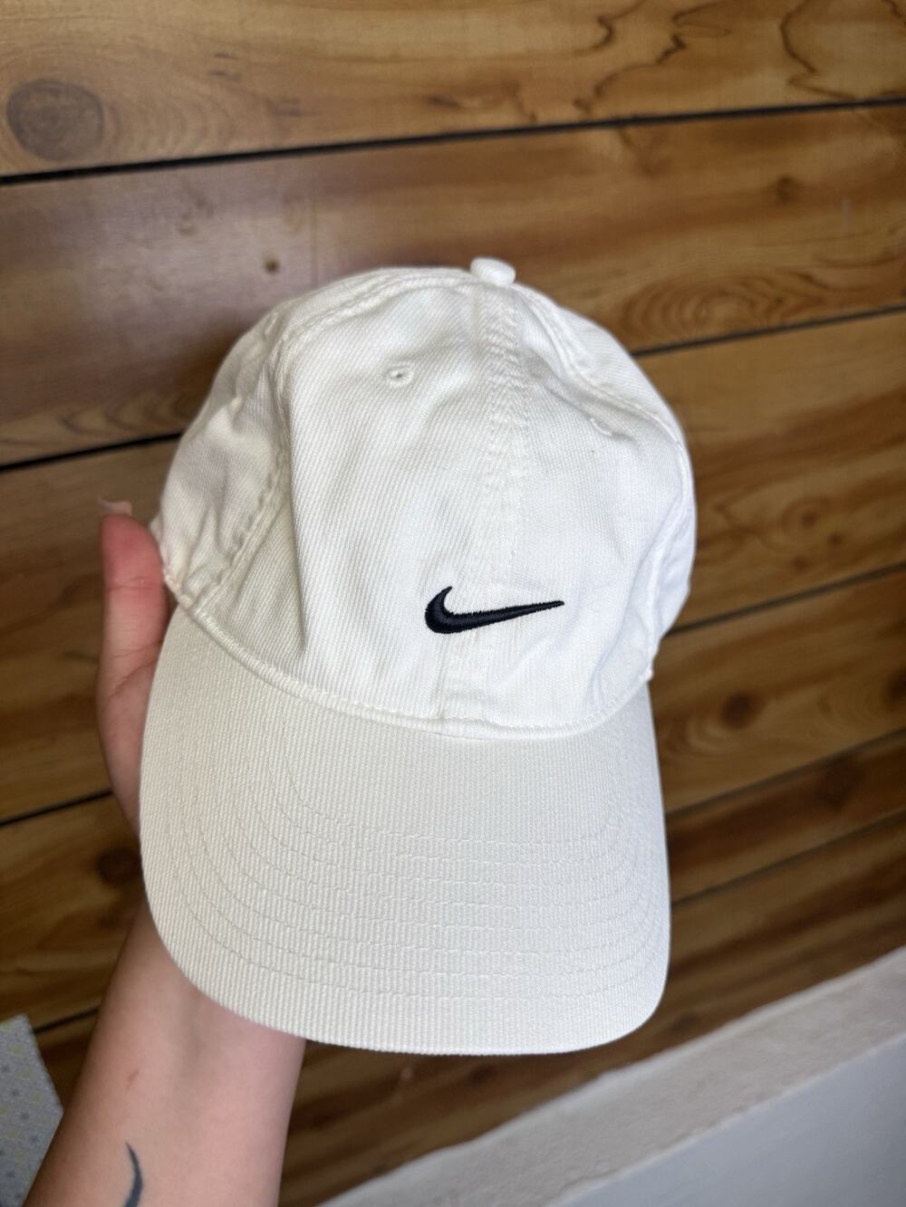 Y2K Gray Label Nike Baseball Cap Adjustable Bright White Swoosh Logo